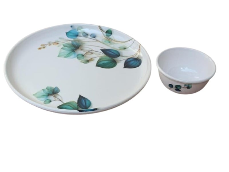 Servewell Melamine 11Inch Multicolor Dinner Plate 4Inch Veg Bowl Combo Stylish Durable Kitchen Set for Home Dining and Parties Pack of 66 Pcs - Image 1