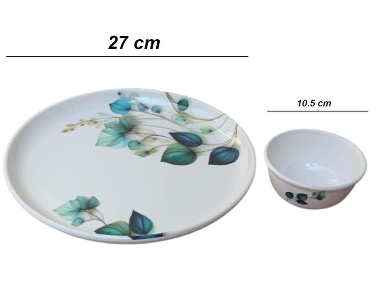 Servewell Melamine 11Inch Multicolor Dinner Plate 4Inch Veg Bowl Combo Stylish Durable Kitchen Set for Home Dining and Parties Pack of 66 Pcs - Image 2