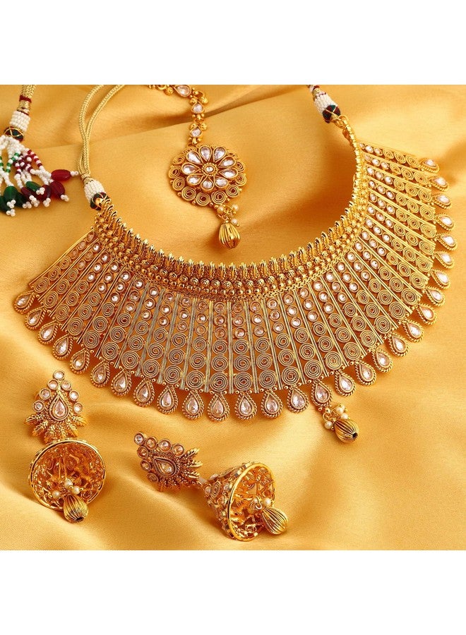 Sukkhi Sukkhi Exclusive Gold Plated Jalebi choker Necklace Set For Women - Image 3