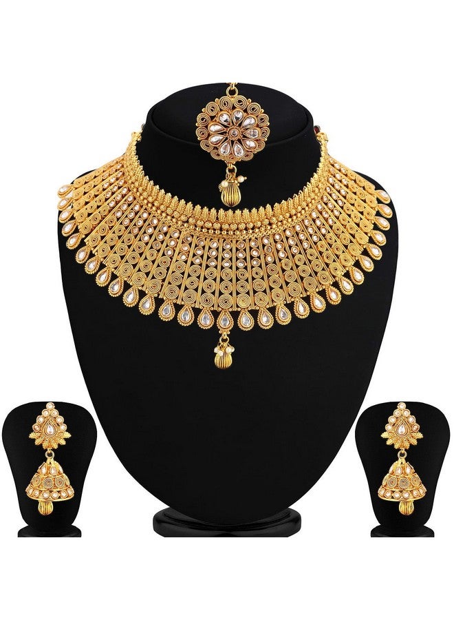 Sukkhi Sukkhi Exclusive Gold Plated Jalebi choker Necklace Set For Women - Image 4