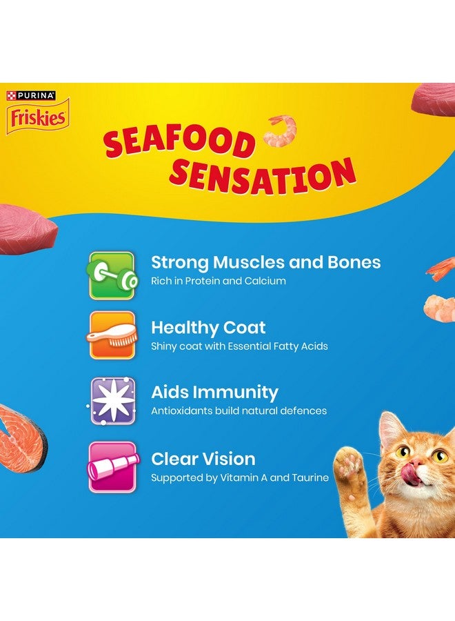 Friskies طعام جاف للقطط البالغة من فريسكيز بنكهة المأكولات البحرية، 1 كجم، يحتوي على نكهات التونة والسلمون والسمك الأحمر والسرطان والجمبري - Image 3