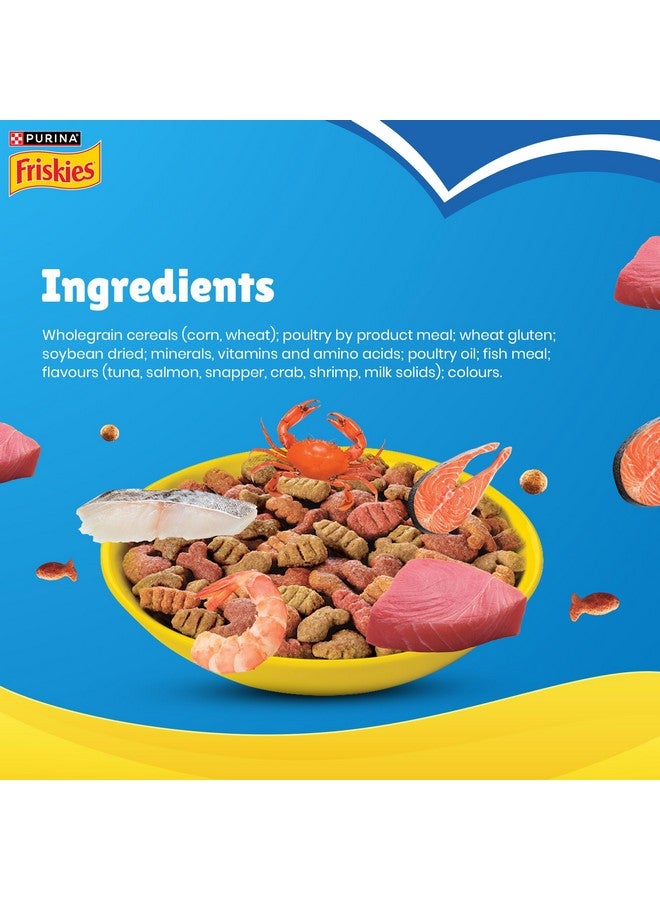 Friskies طعام جاف للقطط البالغة من فريسكيز بنكهة المأكولات البحرية، 1 كجم، يحتوي على نكهات التونة والسلمون والسمك الأحمر والسرطان والجمبري - Image 5