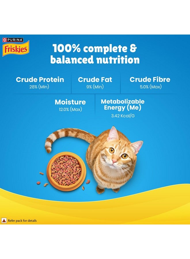 Friskies طعام جاف للقطط البالغة من فريسكيز بنكهة المأكولات البحرية، 1 كجم، يحتوي على نكهات التونة والسلمون والسمك الأحمر والسرطان والجمبري - Image 4