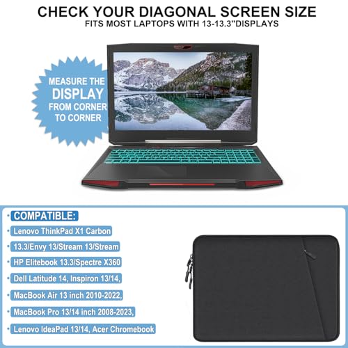 Naukay Laptop Sleeve Case 13.3 inch, Shockproof Protective Computer Cover with Accessories Pocket, Portable Laptop Bag Compatible with MacBook Air/Pro 13-13.3 inch, Compatible for MacBook Pro 14 inch, Black - Image 4