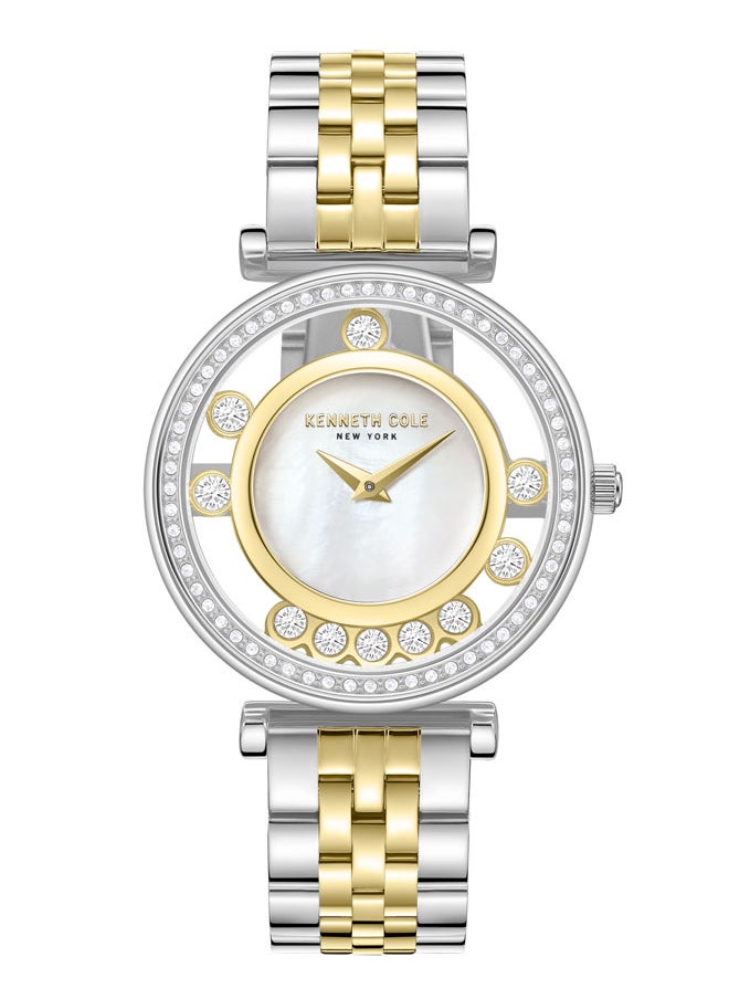 Kenneth Cole New York 34mm Analog Women's Watch with Silver-Yellow Gold Stainless Steel Bracelet  - Image 1