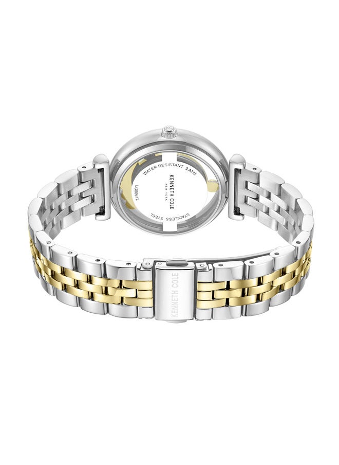 Kenneth Cole New York 34mm Analog Women's Watch with Silver-Yellow Gold Stainless Steel Bracelet  - Image 3