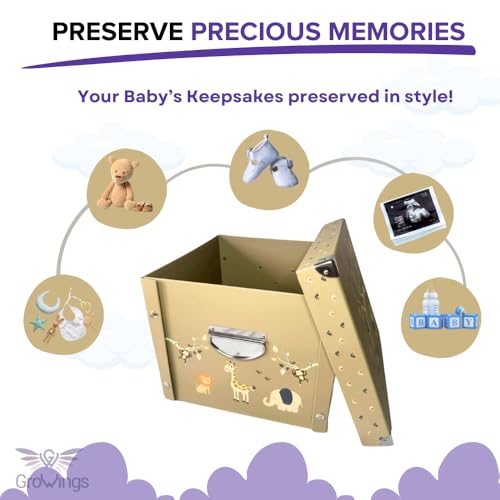 GroWings Baby Keepsake Box - Large Memory Storage for Newborns, Suitable for Boys and Girls, Strong, Durable, and Collapsible Gifts - Image 3
