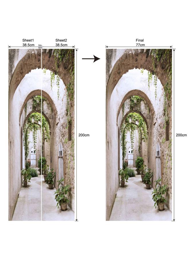 Bluejw European And American Landscape Movable Waterproof Bedroom Living Room Extension Simulation PVC Arched Door MT257-290 - Image 1