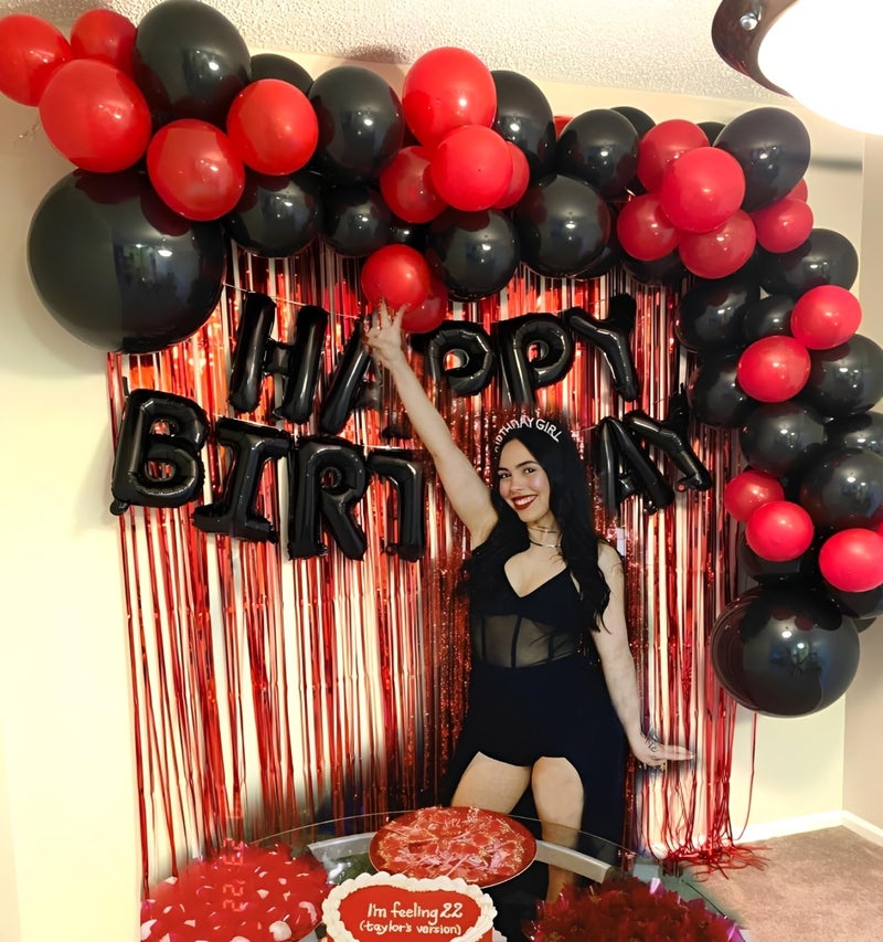 LIKDAY Red and Black White Balloons 50 Pack 12 Inch Latex Balloons with Confetti for Halloween Christmas Birthday Wedding New Year's Eve Valentine's Day Mother's Day Graduation Casino Party Decorations - Image 4