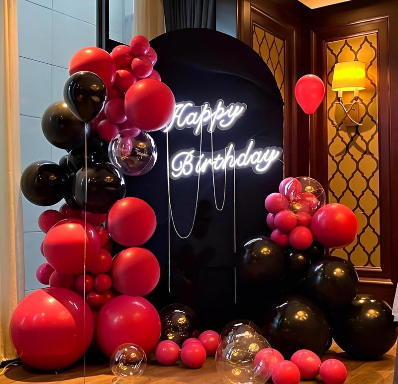 LIKDAY Red and Black White Balloons 50 Pack 12 Inch Latex Balloons with Confetti for Halloween Christmas Birthday Wedding New Year's Eve Valentine's Day Mother's Day Graduation Casino Party Decorations - Image 5
