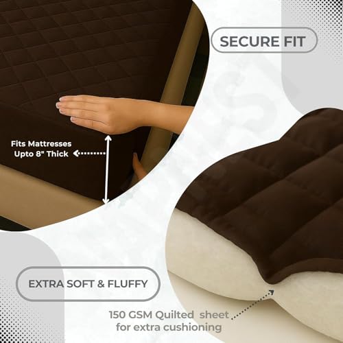 BABYLEE Waterproof King Size 78x72 inch Cotton Quilted Mattress Protector Breathable Hypoallergenic Noiseless Ultra Soft Elastic Fitted Bed Cover (King 78x72 inch | 6.5x6 ft, Brown) - Image 2