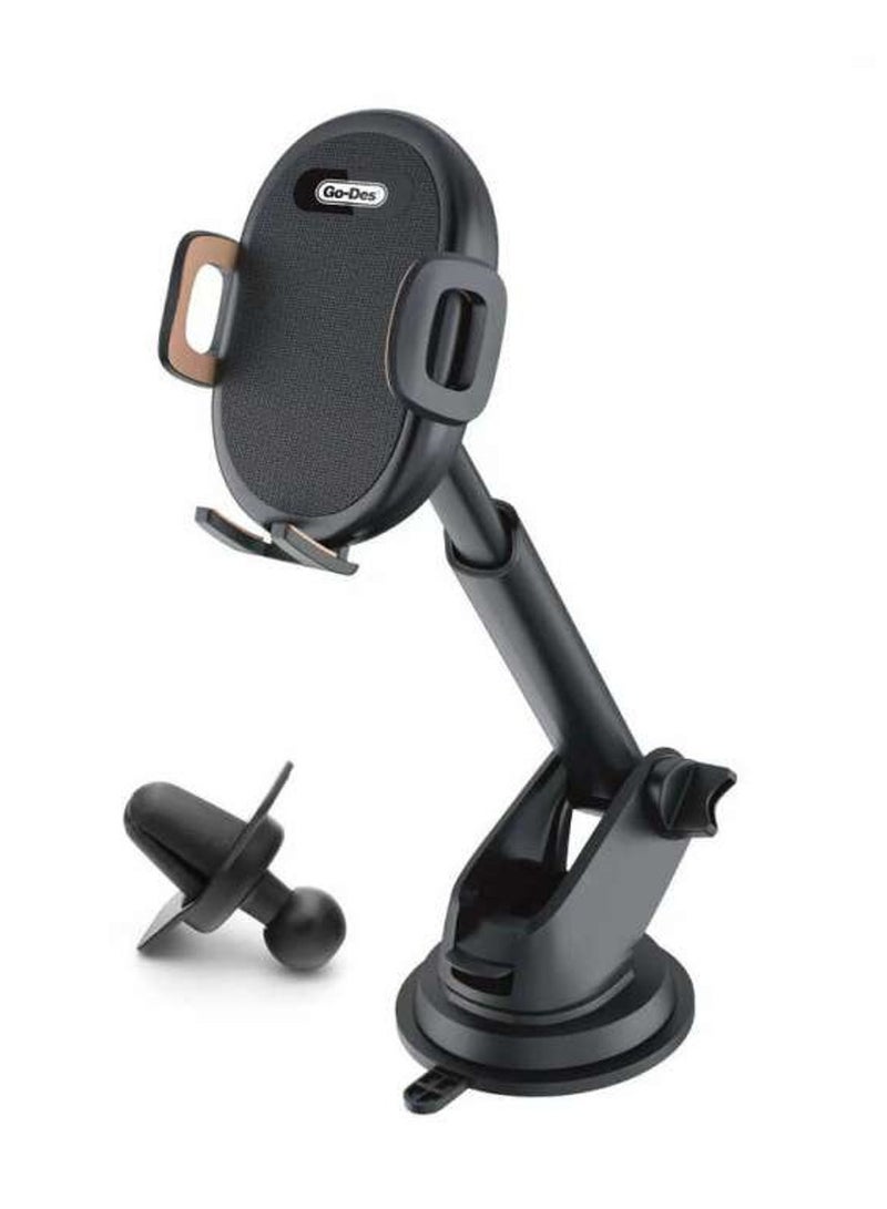 جو-ديز Go-Des GD-HD753 2 في 1 حامل هاتف محمول صغير قابل للطي في السيارة ومسند تثبيت تلقائي - Image 1