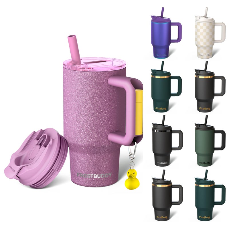 Frost Buddy Thicc Buddy  16 oz Stainless Steel Vacuum Insulated Tumbler with Lid and Straw for Water  Travel Mug Cupholder Friendly  Gifts for Women Men Him Her Aurora