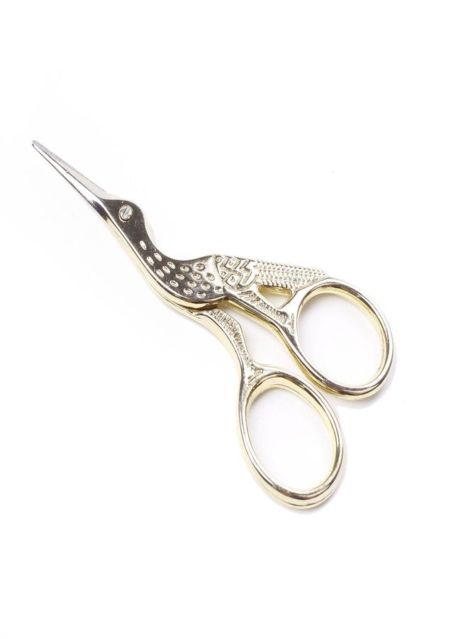 BIHRTC 3.6" Gold Stainless Steel Sharp Tip Classic Stork Scissors Crane Design Sewing Scissors DIY Tools Small Shear for Crafting,Embroidery,Needle Work, Art Work & Everyday Use - Image 1