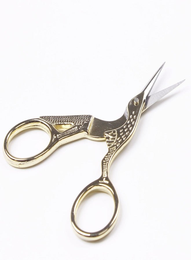 BIHRTC 3.6" Gold Stainless Steel Sharp Tip Classic Stork Scissors Crane Design Sewing Scissors DIY Tools Small Shear for Crafting,Embroidery,Needle Work, Art Work & Everyday Use - Image 2
