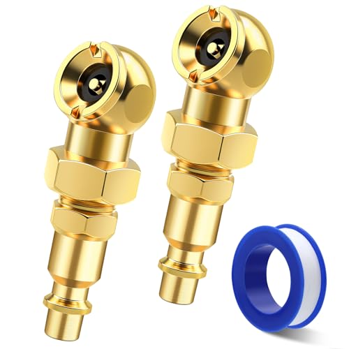 Hrwfnty 2 Pack Excellent Ball Foot Air Chuck Set Portable Tire Chuck 14 NPT Closed Flow Tire Inflator Nozzle with Quick Connect for Air Compressor Attachments Tire Inflator Gauge - Image 1