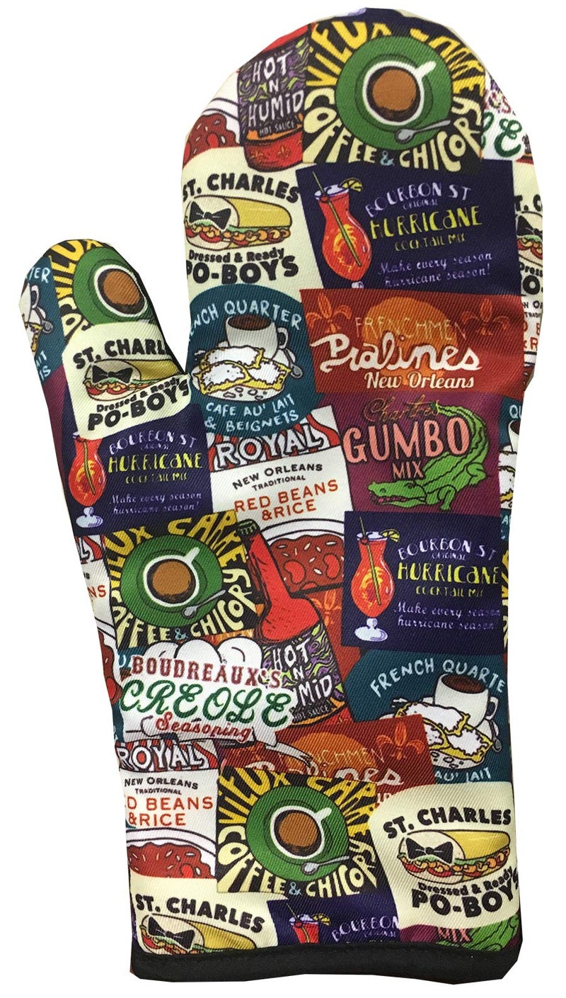 Artisan Owl New Orleans Iconic Food Logos Design Oven Mitt 