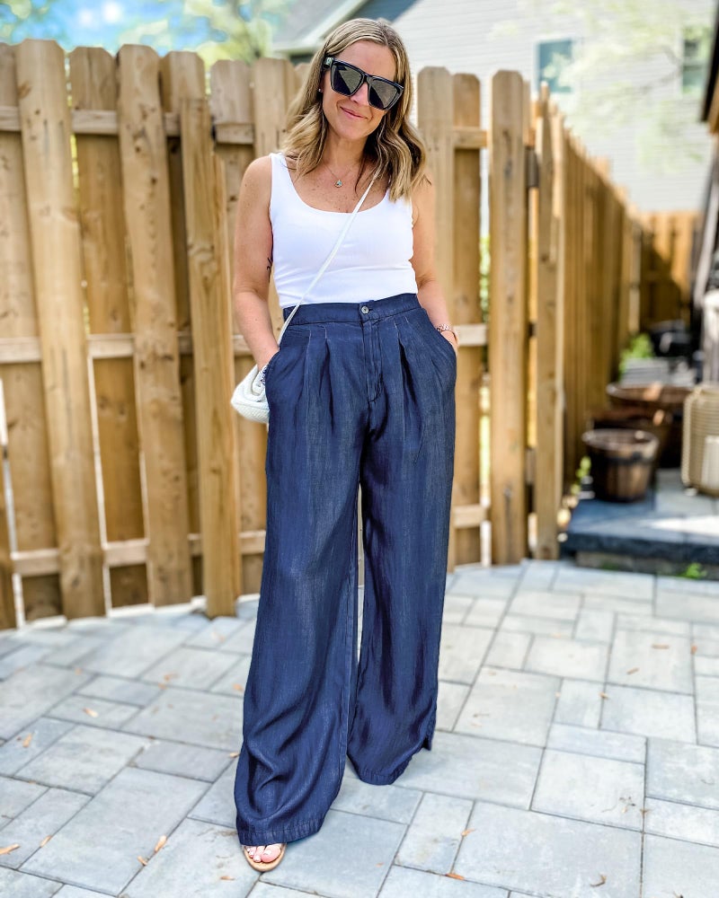 GRAPENT Jeans Beach Outfits for Women 2025 Vacation Trousers High Waisted Womens Pants Trendy Summer Pants Casual Lightweight Color Classic Blue Size M Medium Size 8 10 - Image 5