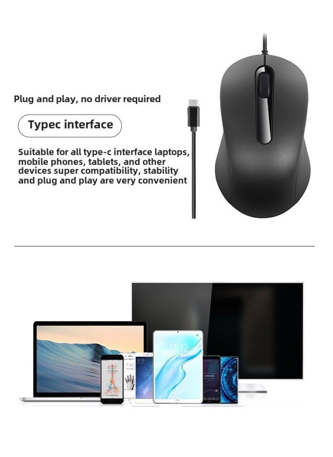 Generic - Male And Female Students Typec Wired Mouse Mute For Mobile Phone Notebook Tablet MacBook Air Pro Computer-Color:Milk Tea Color Wired Type C Interface Mouse - Image 1