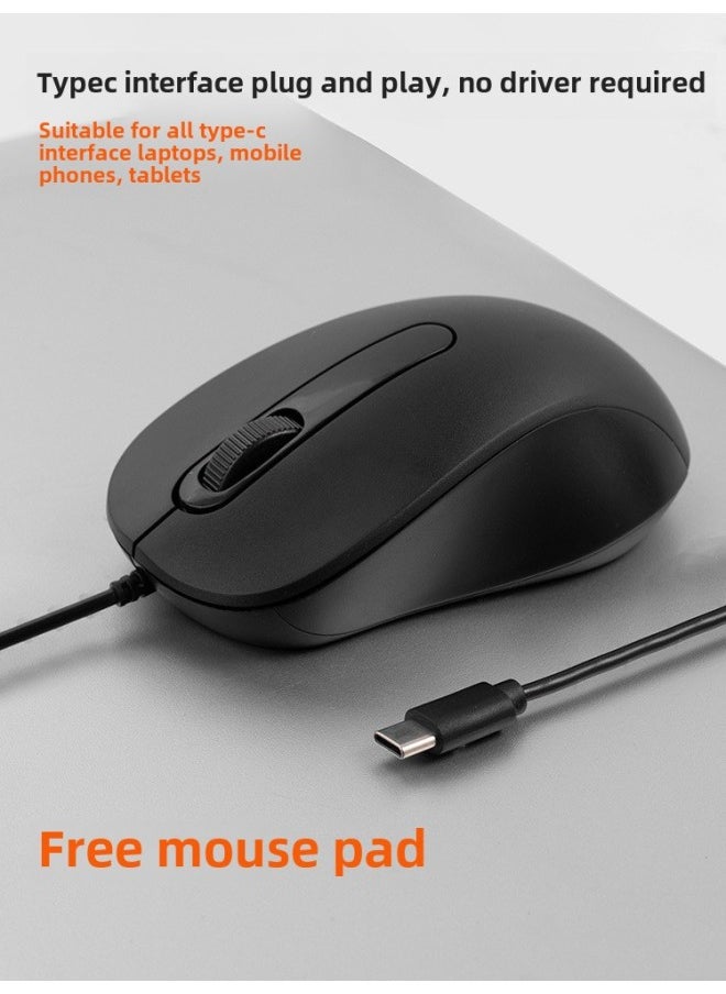 Generic - Male And Female Students Typec Wired Mouse Mute For Mobile Phone Notebook Tablet MacBook Air Pro Computer-Color:Milk Tea Color Wired Type C Interface Mouse - Image 1