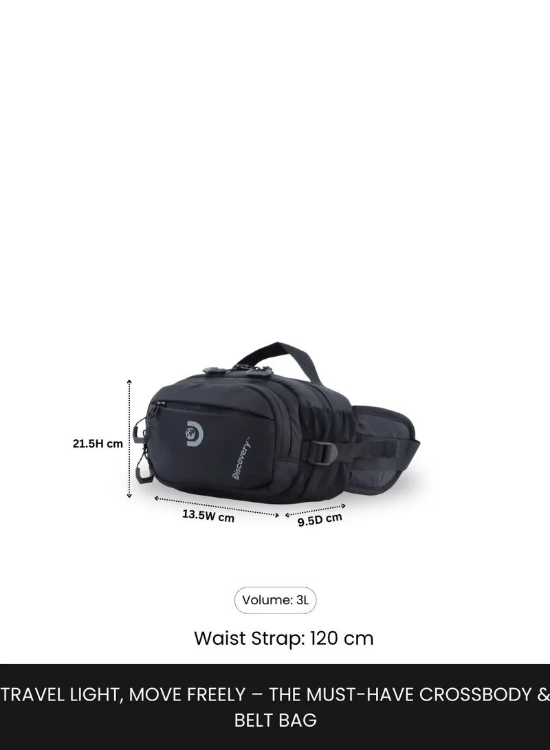 Discovery Black Discovery Body Spirit Nylon Ripstop Waist Bag Black for Men and Women, Durable Lightweight Waterproof Hip Pack Bag/Crossbody/Sling/Belt Bag  Outdoor Hiking Trekking Running Camping  | Best Price UAE