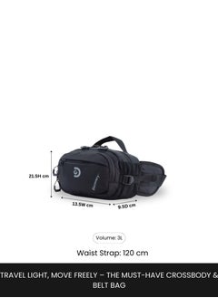 Discovery Discovery Body Spirit Nylon Ripstop Waist Bag Black for Men and Women, Durable Lightweight Waterproof Hip Pack Bag/Crossbody/Sling/Belt Bag  Outdoor Hiking Trekking Running Camping  - Image 4