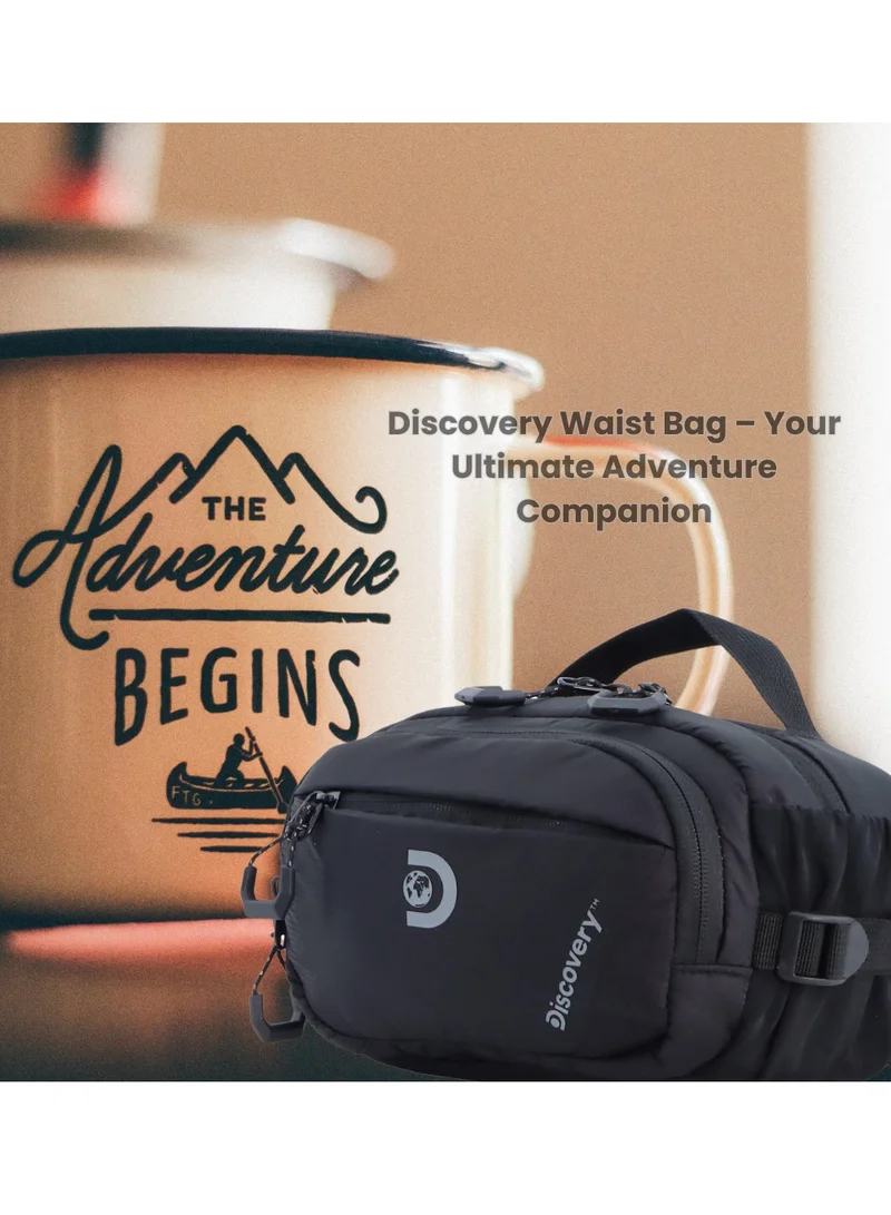 Discovery Black Discovery Body Spirit Nylon Ripstop Waist Bag Black for Men and Women, Durable Lightweight Waterproof Hip Pack Bag/Crossbody/Sling/Belt Bag  Outdoor Hiking Trekking Running Camping  | Best Price UAE