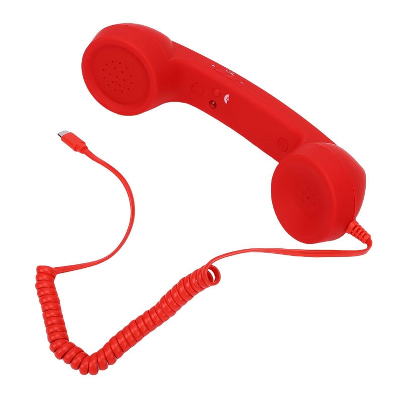 Type C Wired Retro Handset with Noise Cancelling Microphone Red - Image 4