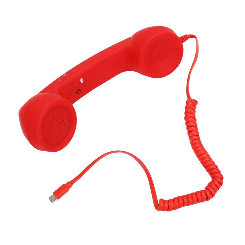 Type C Wired Retro Handset with Noise Cancelling Microphone Red - Image 3