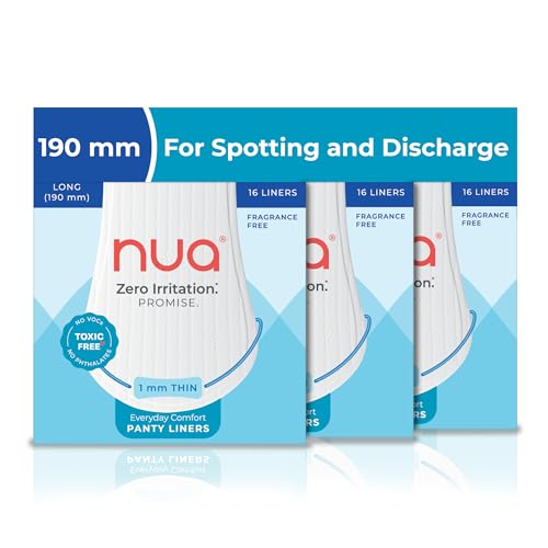 Nua Everyday Comfort Panty Liner for Women Daily Use | Pack of 48 liners - 190mm | For White Discharge, Spotting & Non Period Leakages | Individually Wrapped | Zero Irritation | Super-thin | Stays in Place | Instant Absorption | Softest Top sheet | 100% Toxic-Free | Panty Liner Pads Sanitary Napkins - Image 1