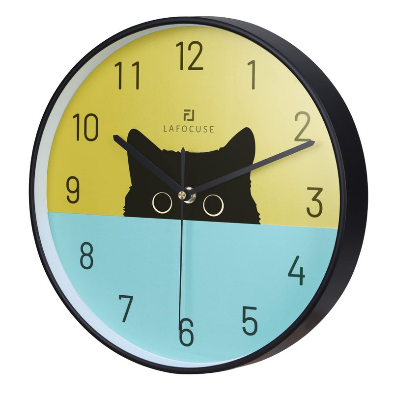 Lafocuse 12 Inch Silent Cat Wall Clock Battery Operated, Black Cat Clock Analog for Girls Room, Cute Animal Clock for Kids Bedroom - Image 5