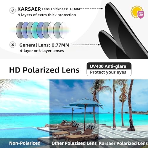 Karsaer Retro Oversized Polarized Sunglasses for Men Women Sports Sunglasses 70s Large Men Shades E1075, Multicolor - Image 4
