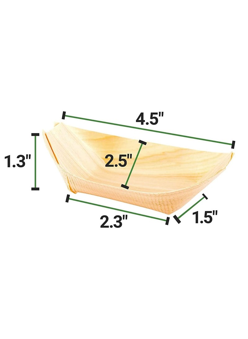 Generic 100Pcs Wood Serving Boats Disposable Bamboo Wood Boats Dishes Plates Wooden Snack Bowls Food Serving Tray Japanese Sashimi Sushi Boat Light Brown for Party Foods Snacks Canap Small  - Image 5