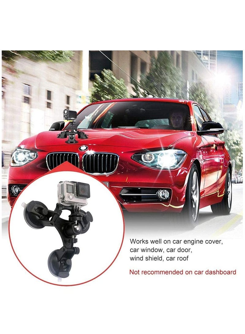 Generic Triple DSLR Camera Mount Suction Cup Holder for GoPro Hero 9/8/7/6/5/4/3 DJI Osmo Sjcam Yi Action  - Image 4