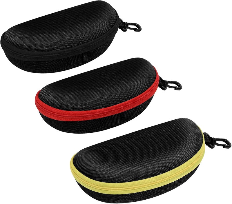 ZONLY 3 Pack Sunglasses Case Portable Travel Zipper Eyeglasses Case Hook With Cleaning Cloth - Image 5