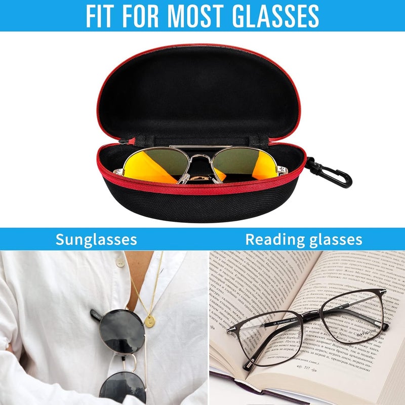 ZONLY 3 Pack Sunglasses Case Portable Travel Zipper Eyeglasses Case Hook With Cleaning Cloth - Image 3
