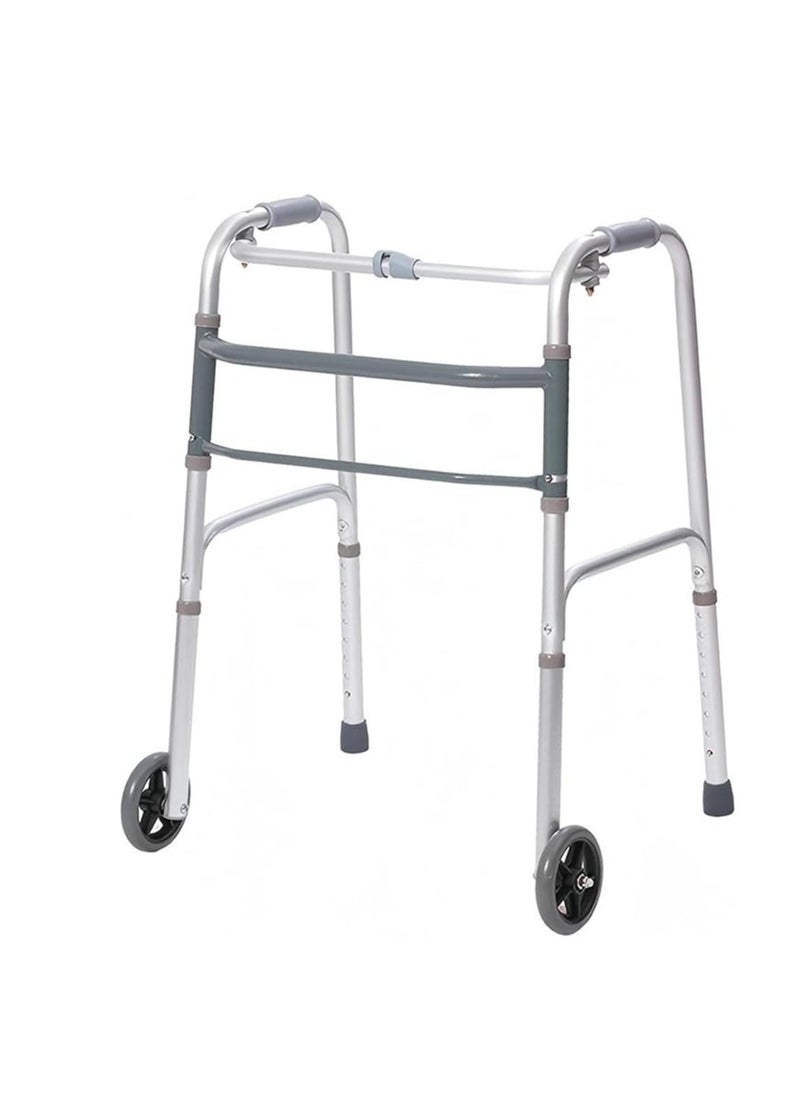 Cool Baby - COOLBABY Lightweight Folding Walker with Single Release 5 Inch Wheels Adjustable Height No Assembly Needed Support up to 136 KG - Image 1