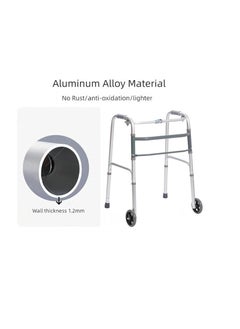 Cool Baby COOLBABY Lightweight Folding Walker with Single Release 5 Inch Wheels Adjustable Height No Assembly Needed Support up to 136 KG  - Image 2