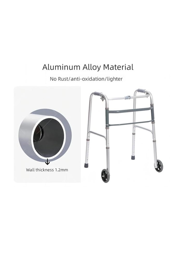 Cool Baby - COOLBABY Lightweight Folding Walker with Single Release 5 Inch Wheels Adjustable Height No Assembly Needed Support up to 136 KG - Image 1