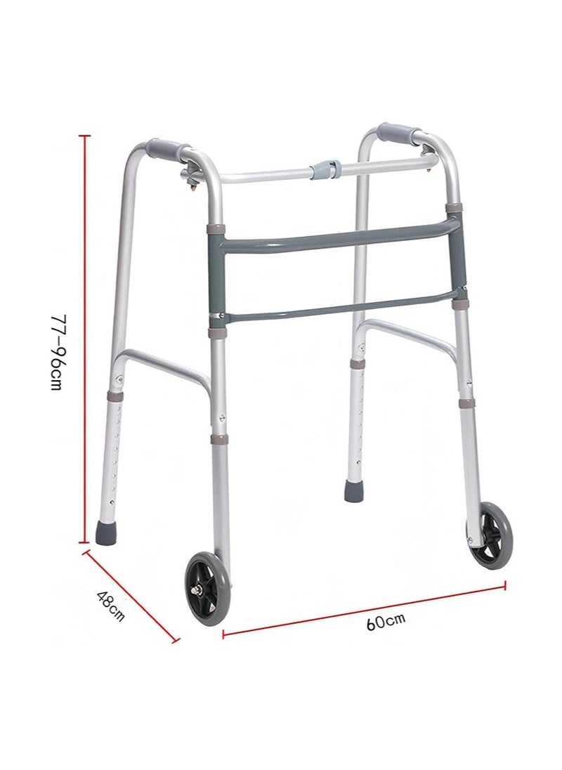 Cool Baby - COOLBABY Lightweight Folding Walker with Single Release 5 Inch Wheels Adjustable Height No Assembly Needed Support up to 136 KG - Image 1