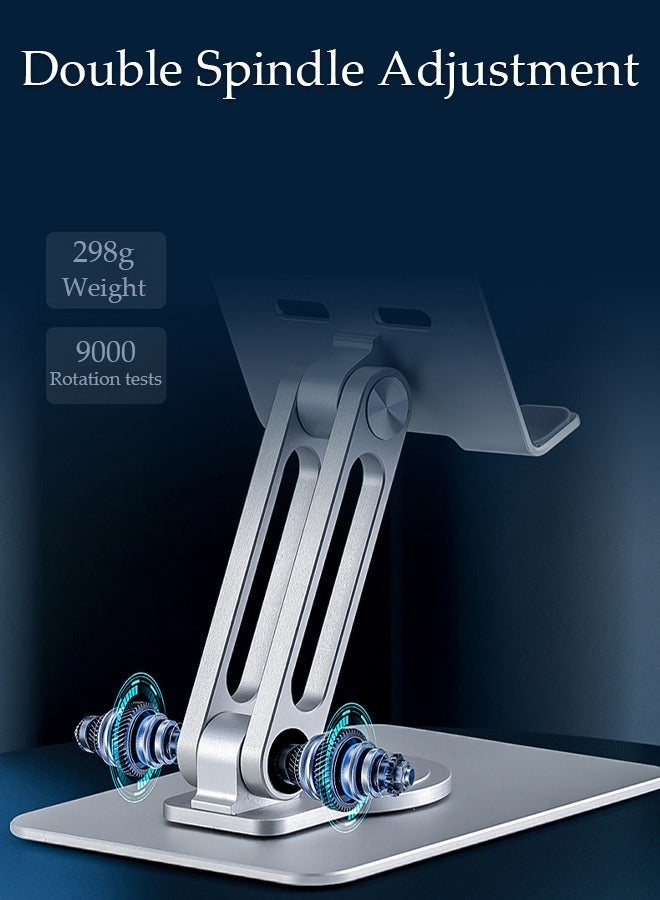 DUNISO Foldable Phone Stand for Desk Height Adjustable Cell Phone Holder Portable Cellphone Cradle Desktop Dock with 360° rotation base for iPhone iPad Smartphone - Image 3