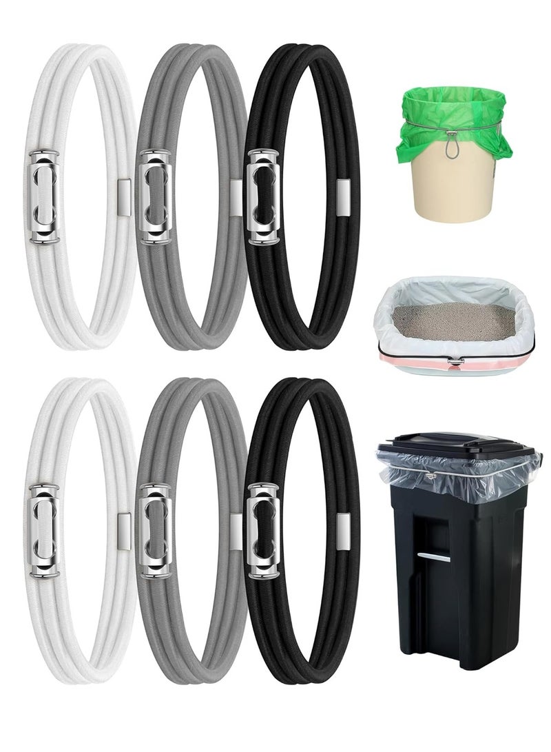 Bukela Garbage Can Bands, Cord Lord Design Adjustable Large Trash Can Rubber Bands Fits 8-33 Gallon Trash Cans Multifunction Bands Litter Box Bands for Kitchen Tables Picnic Party (Black, White, Grey) - Image 1
