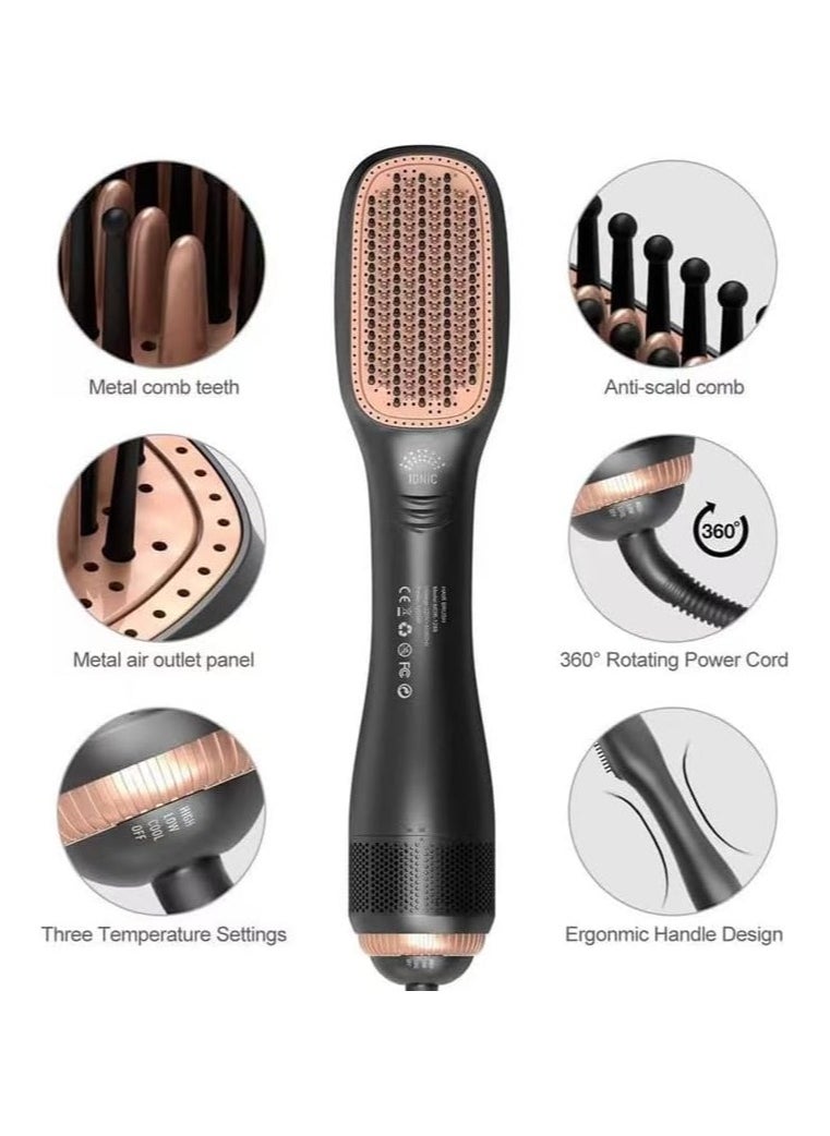 One Step - 3-in-1 Hair Dryer Brush & Straightener Brush – 1200W Professional Ceramic Tourmaline Ionic Hot Air Brush, One Step Hair Dryer and Styler with 3 Heat/2 Speed Settings, Suitable for All Hair Types - Image 1
