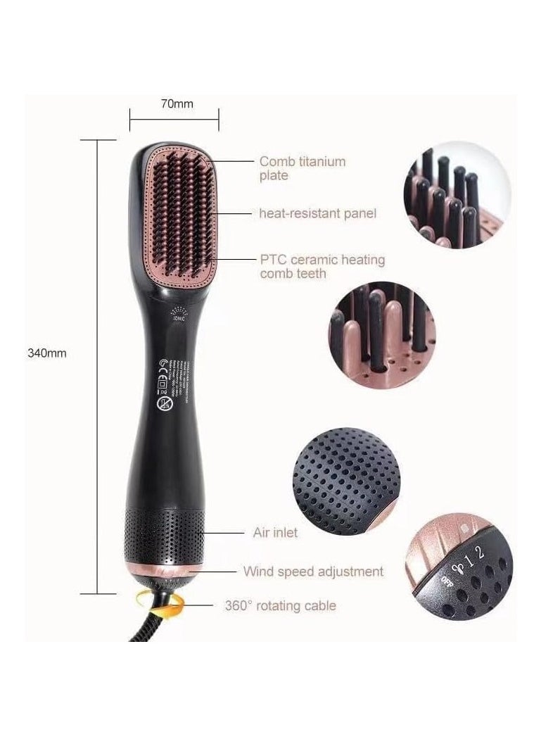 One Step - 3-in-1 Hair Dryer Brush & Straightener Brush – 1200W Professional Ceramic Tourmaline Ionic Hot Air Brush, One Step Hair Dryer and Styler with 3 Heat/2 Speed Settings, Suitable for All Hair Types - Image 1