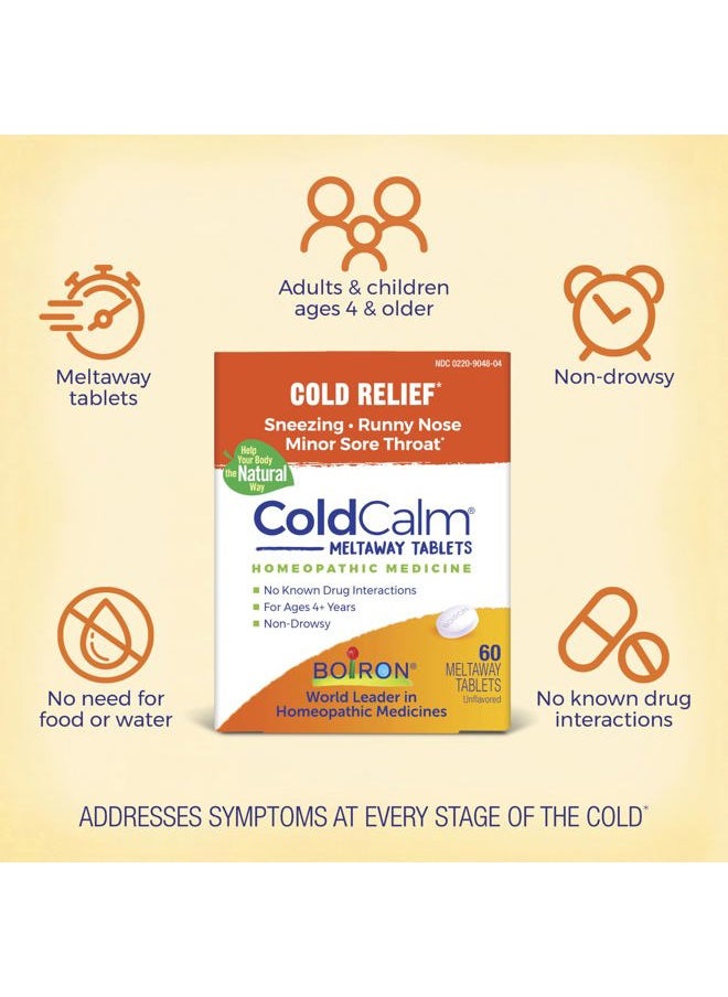Boiron ColdCalm Tablets for Relief of Common Cold Symptoms Such as Sneezing, Runny Nose, Sore Throat, and Nasal Congestion - Non-Drowsy - 60 Count  - Image 3