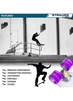 STRAUSS STRAUSS Cruiser PW Skateboard| Penny Skateboard | Casterboard | Hoverboard | Anti-Skid Board with ABEC-7 High Precision Bearings | PU Wheel with Light | Ideal for 8 Years and Above | 22 X 6 Inch  - Image 5