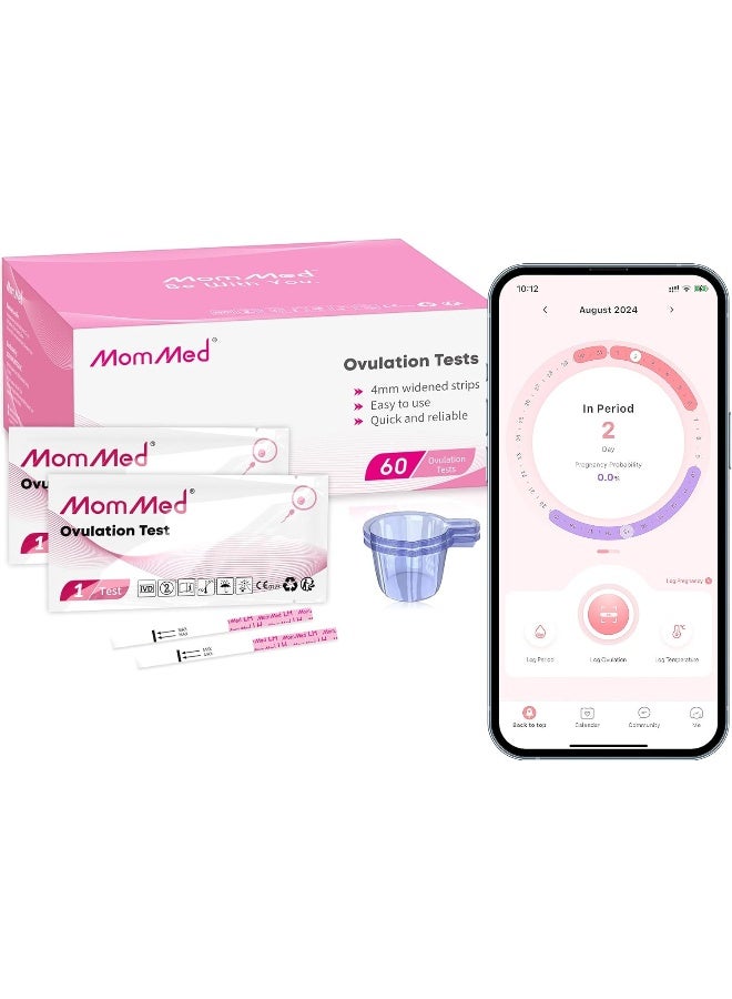MomMed Ovulation Test Strips(LH60), Fertility Test for Women with 60 Collection Cups, LH Test Strips, OPK Test Strips, High Sensitivity Result for Women Home Testing, Accurate Results in 5 Minutes - Image 1