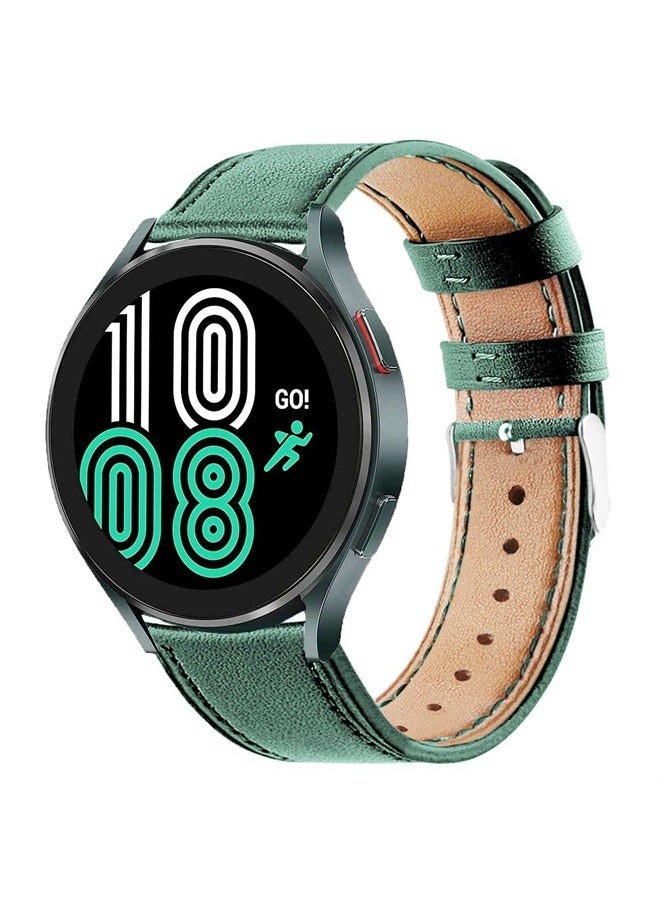 DEALELE Bands Compatible with Samsung Galaxy Watch 6/6 classic / 5/5 Pro / 4/4 Classic / 3 41mm / Active 2, 20mm Printed Leather Replacement Strap for Women Men (Dark green) - Image 1
