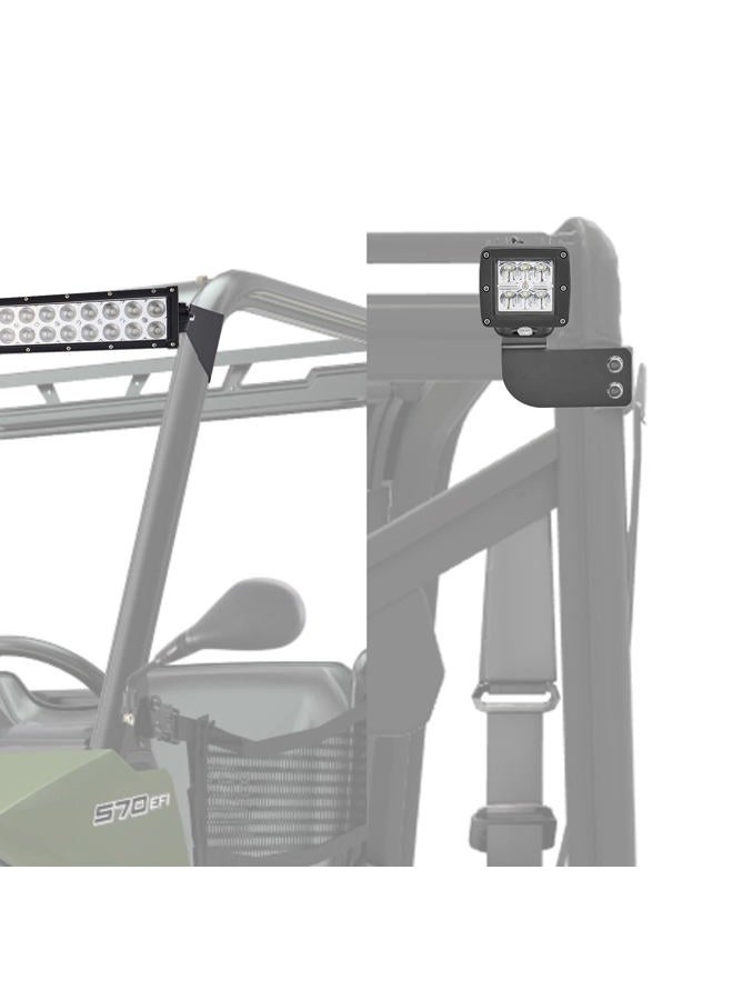 WSays Compatible with Polaris Ranger 570/900/1000 Full Size Upper Roof Pro-fit Cage 50'' 288W LED Curved Light Bar Mount Bracket Kit & Rear Side Pillar 2x3'' 18W Light Pods Mount Bracket w/Wiring Kit - Image 2