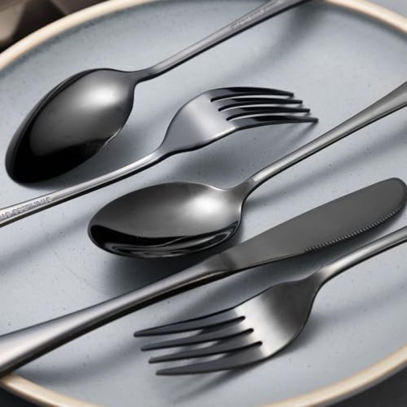 Portable Utensil Set 7-Piece Stainless Steel Cutlery - Durable Long-Lasting Construction Reusable Utensils for Outdoor Travel Work School Picnic On-The-Go Dining - Image 3